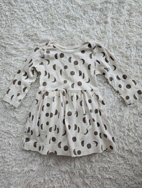 Hanna Andersson Cream Dress Bodysuit with Brown Polka & Crescent Print